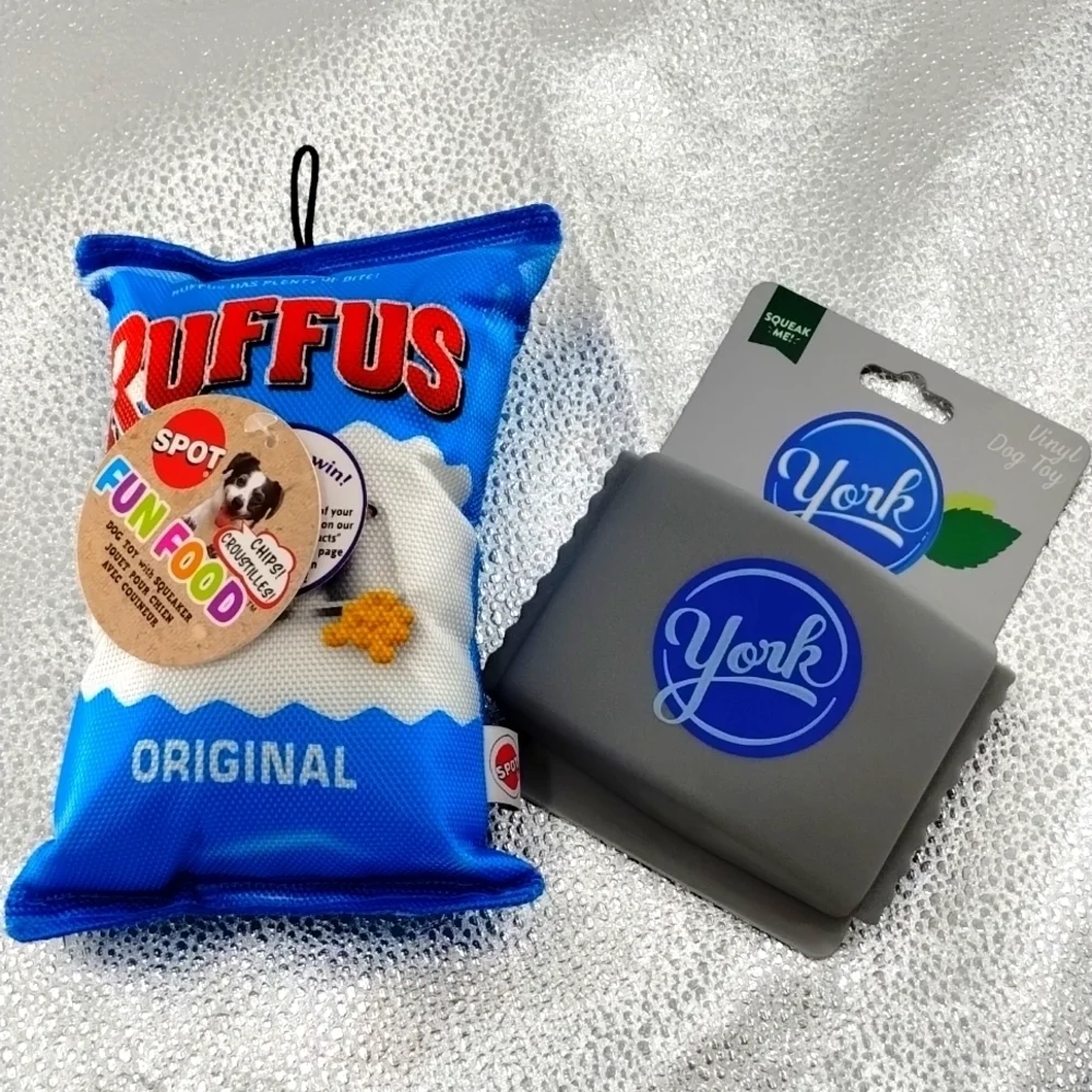 Crinkle and Squeak Dog Toys Ruffles and York chips and Candy